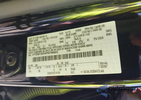 2023 Ford F-150 Xlt из США, поврежденный, VIN 1FTEW1EPXPKF58923